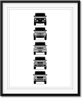 Mercedes-Benz G-Class Generations Inspired Poster Print Wall Art Handmade Decor of the History and Evolution of the G-Wagen (Unframed)