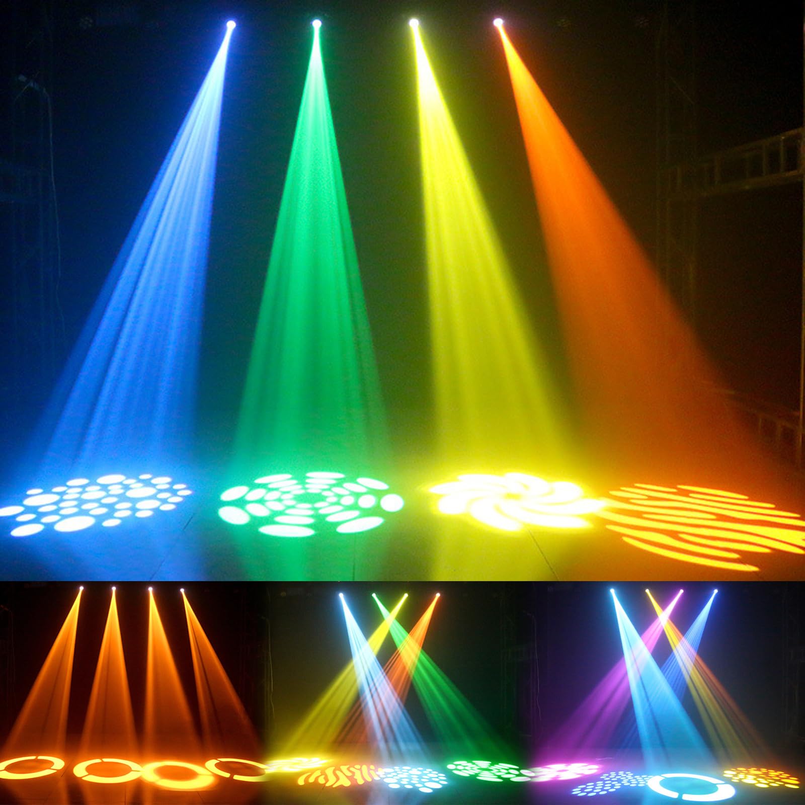 MetRo - Faretto laser Moving Head da palcoscenico DMX512 da 30 W, con telecomando, 8 motivi Gobo, 8 colori, attivazione del suono per DJ, feste e club (confezione da 2)