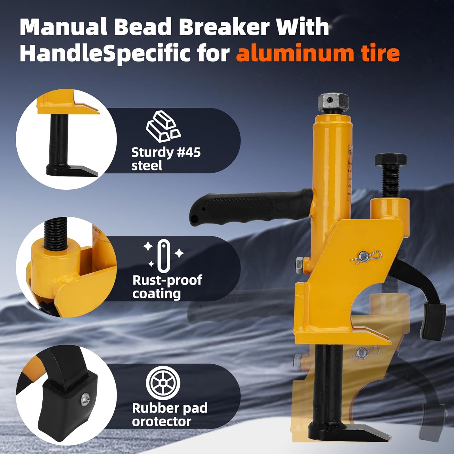 Heavy Manual Tire Bead Breaker with Handle Machine,38"-42" Tires Changer Tool with Rubber Pad, Protect Aluminum Alloy Hubs, Easy-Operated Tire Repair Tool for ATV/UTV Hydraulic Press Machine