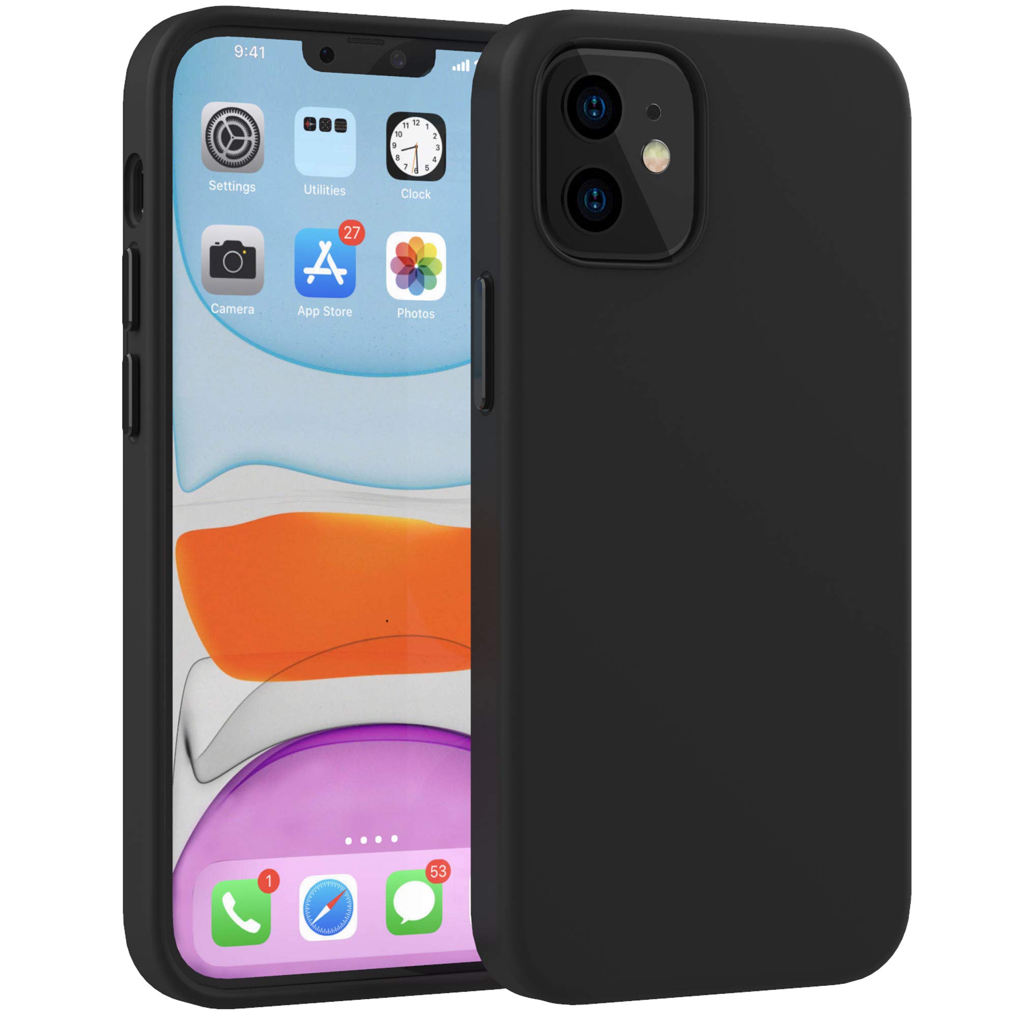LuvvittLiquid Silicone Case Designed for iPhone 13 Mini with Shockproof Drop Protection Slim Soft Scratch Resistant Gel Cover for Apple iPhone 13 Mini 2021 5.4 inch - Black