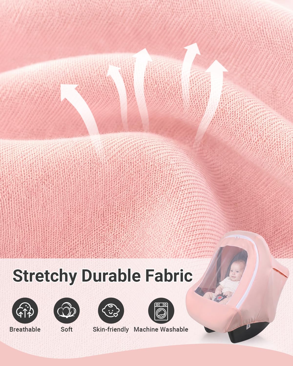 Metplus Funda de asiento de coche 2 en 1, funda multiusos para asiento de coche de bebé con parasol de privacidad, protege el asiento de seguridad de tu bebé con estilo, fundas para portabebés para