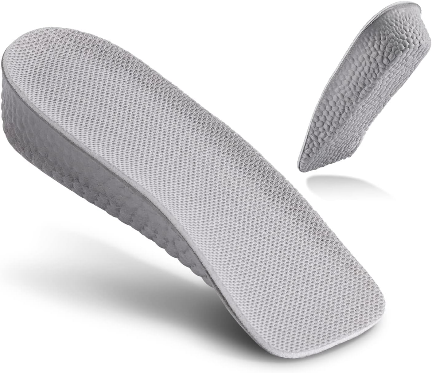 Height Increase Insoles - 1 Inch - Foot Arch Contour Shoes Lifts for Men Orthopedic Heel Lift Cushion Gel Leg Discrepancy Balancer, Men's Size 10-12, Grey (2 Pcs) (1 Inch)