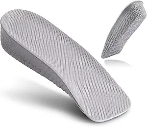 Height Increase Insoles - 1 Inch - Foot Arch Contour Shoes Lifts for Men Orthopedic Heel Lift Cushion Gel Leg Discrepancy Balancer, Men's Size 10-12, Grey (2 Pcs) (1 Inch)
