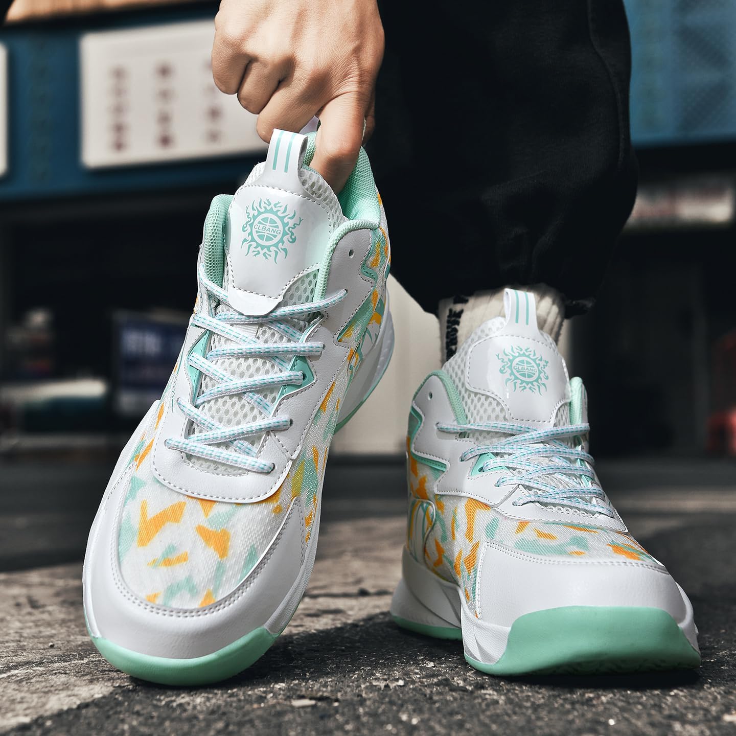 Mens High Top Basketball Shoes Non Slip Breathable Athletic Sneakers Lightweight Volleyball Shoes Training Footwear for Outdoor Sports Gym Walking