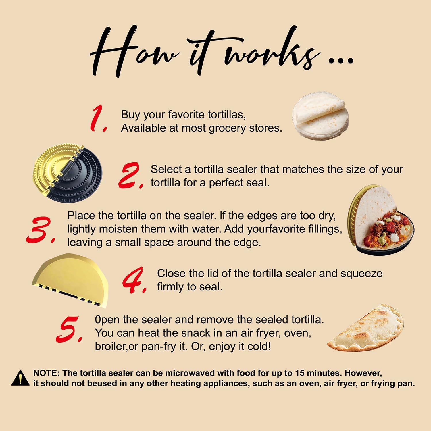 Deluxe 4-in-1 Tortilla Sealer Set with Recipe & Elegant Gift Box -Tortilla Crimper Sealer-Crimper Tortilla-Perfect for Tacos Quesadillas Crimper-Dishwasher Safe-BPA-Free