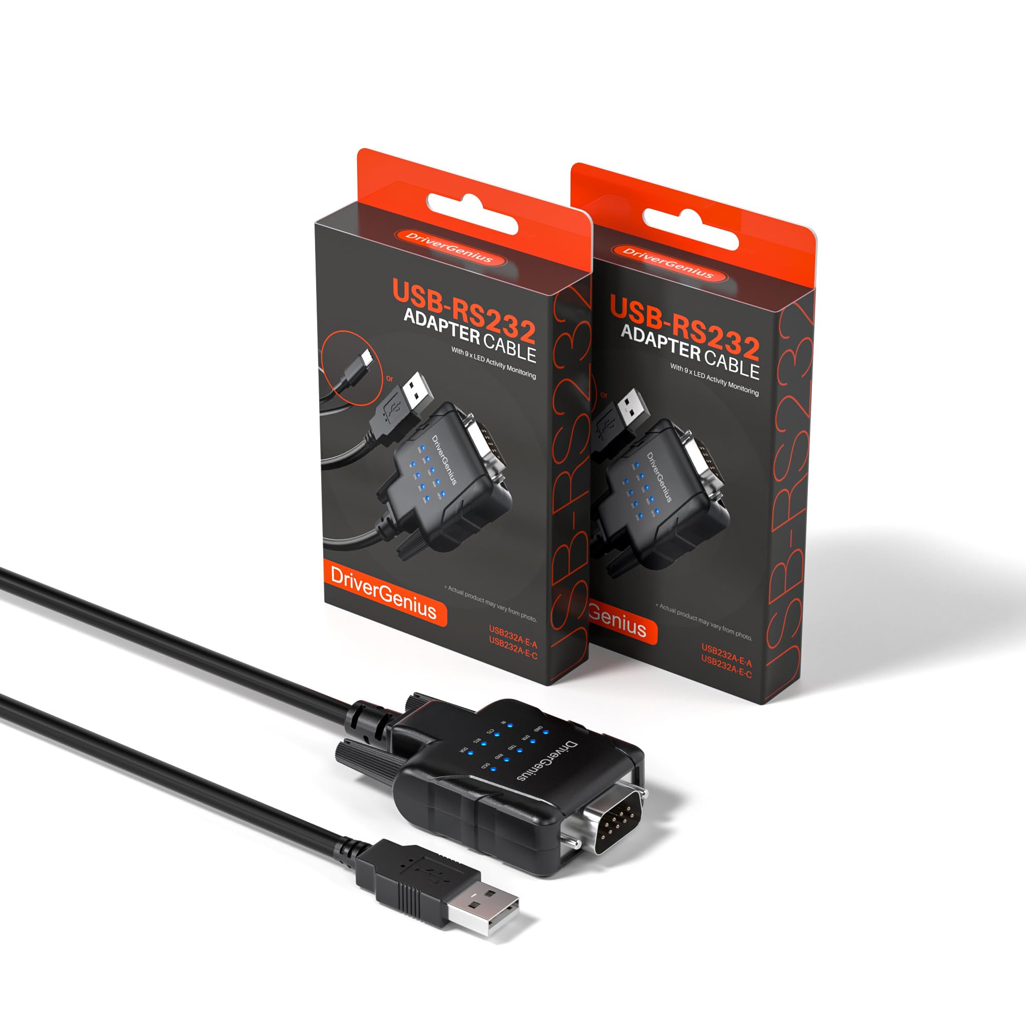 DriverGenius SerialPulseX Adattatore USB A Seriale RS232 (DB9) Con 9 LED – Per PLC, Robot E Sistemi Embedded, Confezione Da 2