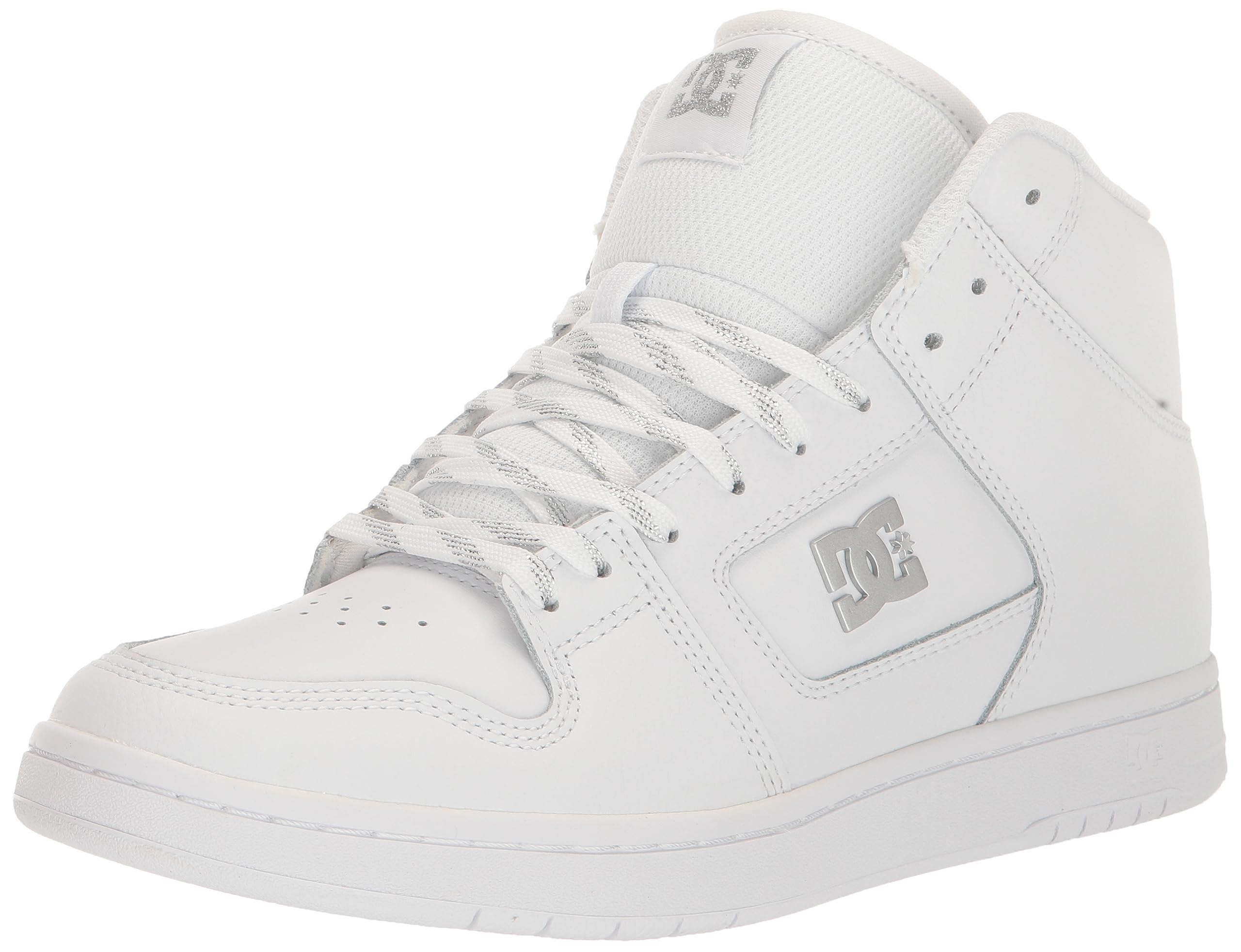DC Women's Manteca 4 High Top Skate Shoe, White/Silver, 9