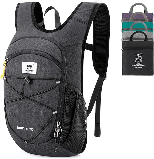 SKYSPER Foldable Hiking Backpack 15L/20L Lightweight Packable Daypack with Chest Strap Small Travel Bagpack for Women Men