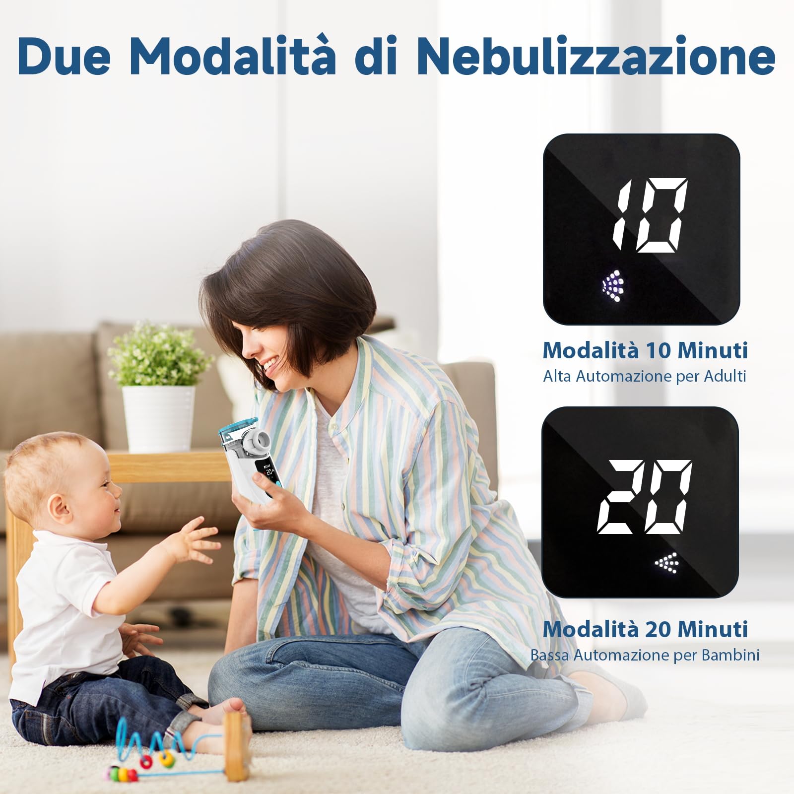 Wholede Aerosol Portatile Silenzioso, Ricaricabile Macchina Aerosol per Adulti e Bambini, Aerosol Ultrasuoni con 2 Maschere e Boccaglio(Nuova Versione 2025)