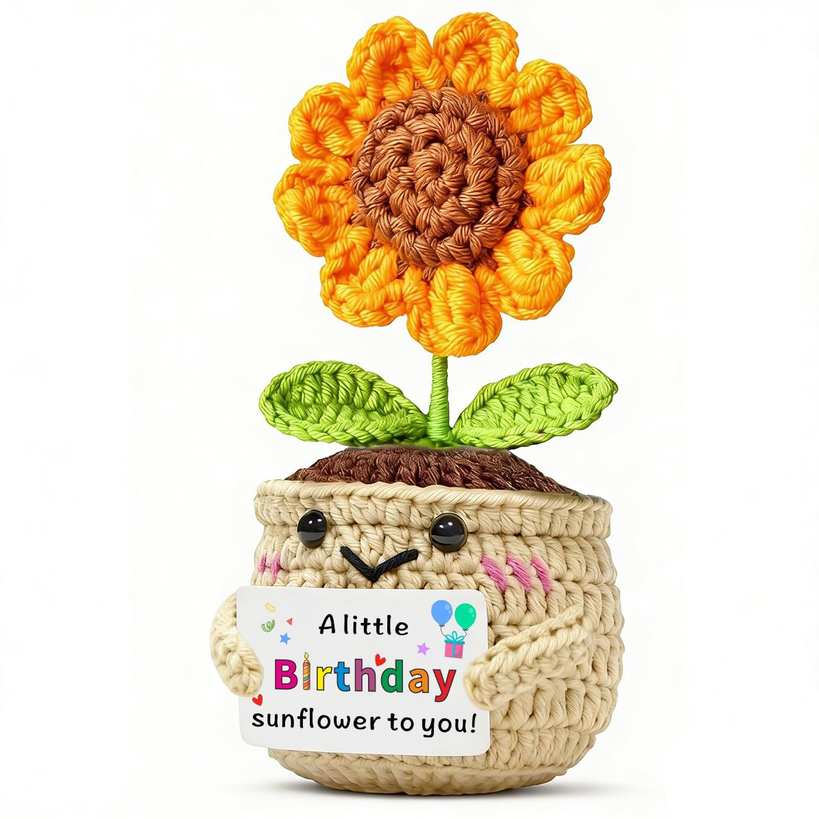 JMIMO A Little Birthday Sunflower to You - Happy Birthday Gifts for Women,Girls,Boys,Men, Mum, Daughter, Sister, Best Friend - Unique Decorations Crochet Gift Ideas