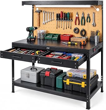 Pterying Work Benches for Garage, 3-Tier, A3 Steel