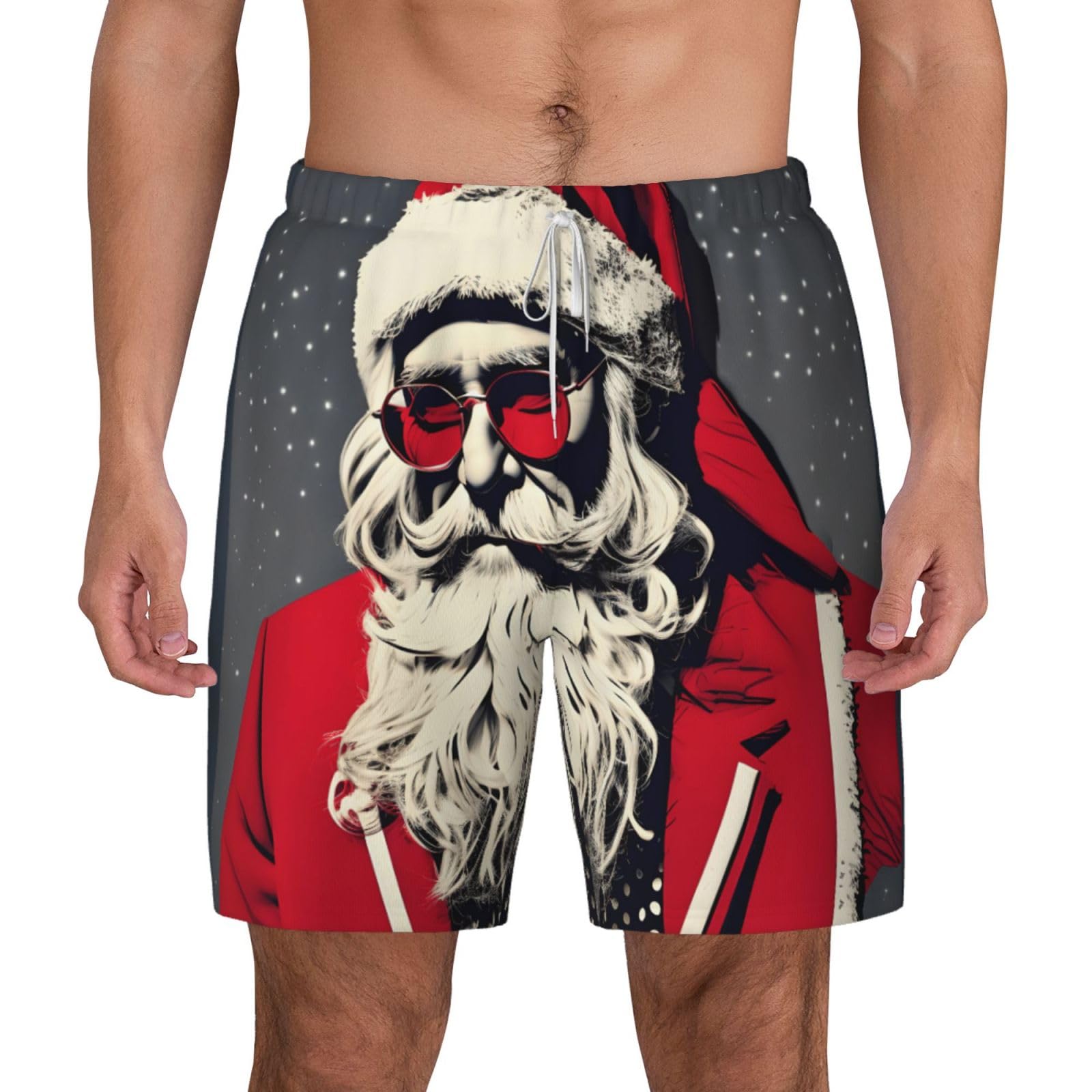 Bañador de hombre con estampado de Papá Noel transpirable casual 8