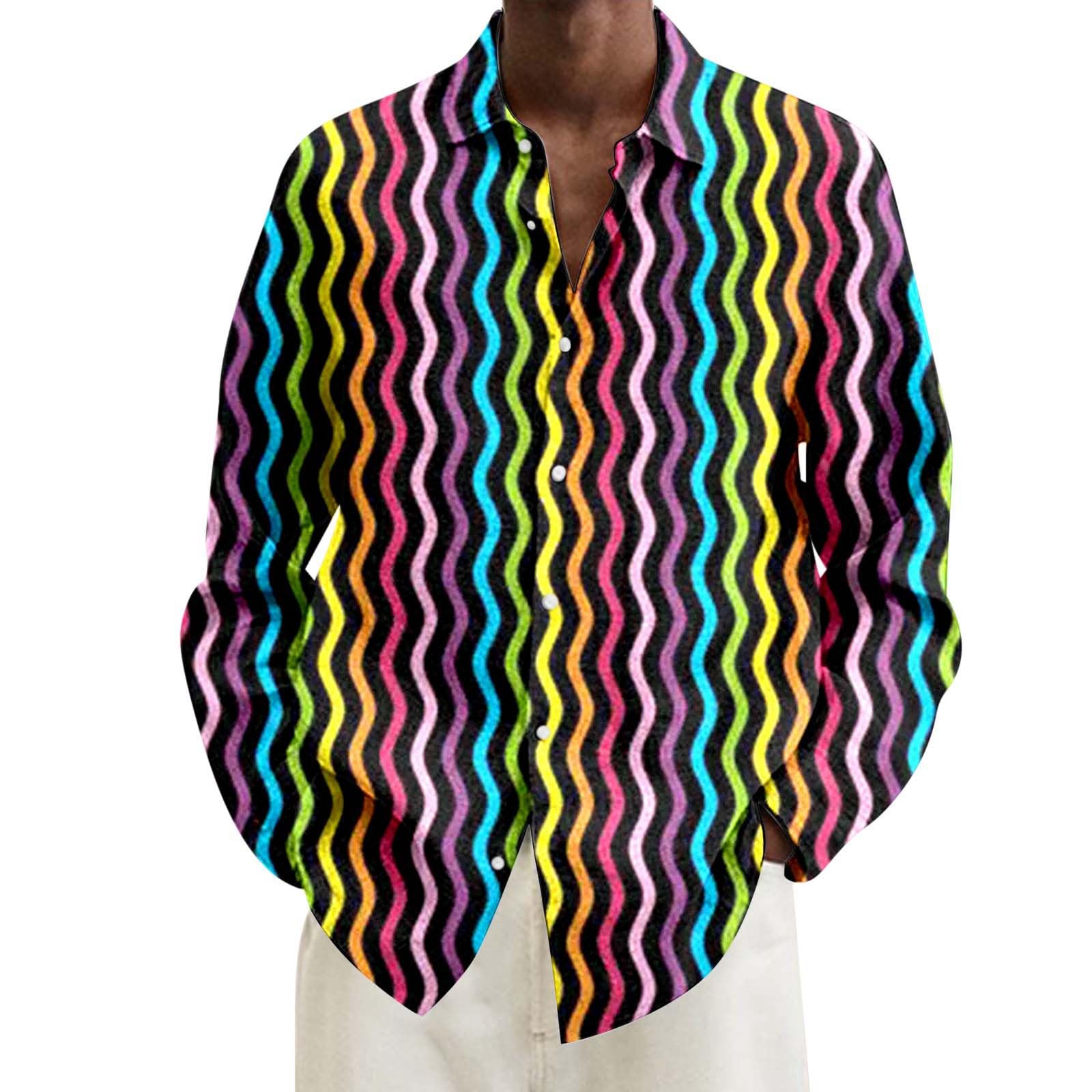 Tee Shirts for Men Adult Men's T Mens Shiny Sequin Shirt Mardi Gras Costume 80s Fancy Dress Long Sleeve Disco Funny Holiday Carnival Manches Longues Sparkly Blouse 60s Costumes Mask Tshirt 70s Outfits