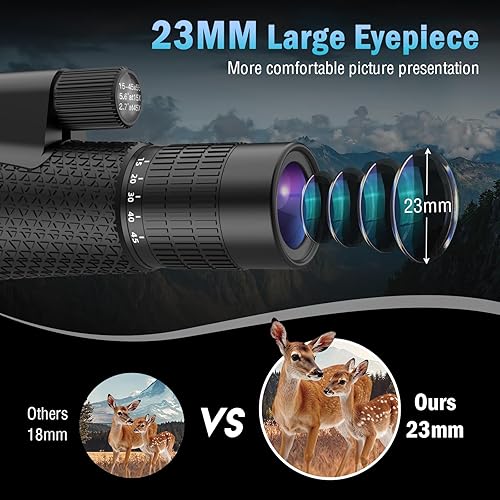 Vista 3 de Telescopio monocular de zoom 15-45x55 de alta potencia - Monocular para adultos con prisma BAK4 para observación de aves y concierto de viaje