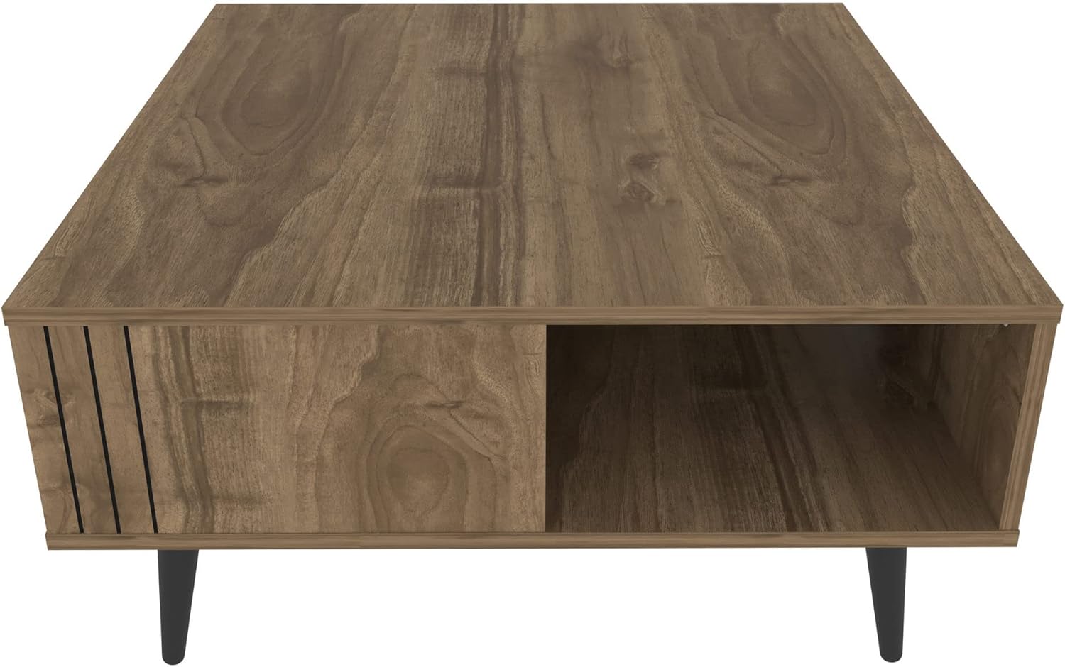 Elegant Walnut Coffee Table, 89.6 x 89.6 x 46.5 cm, 100% Melamine Coated Particle Board, 18 mm Thick, Perfect for Cabin/Lodge Style Living