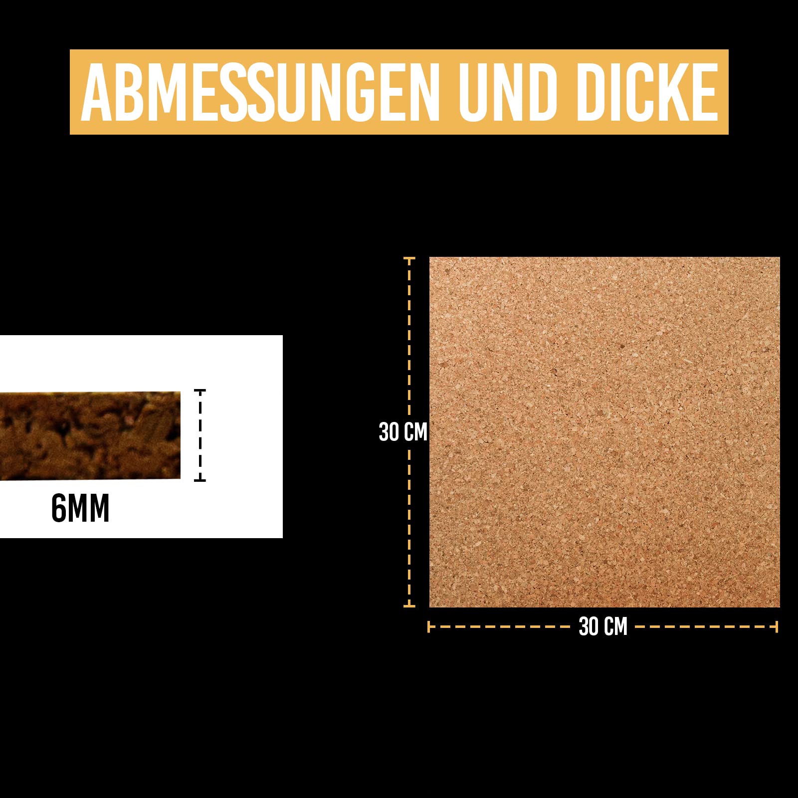 Pinnwand Kork | 12 Korkplatte 30cm x 30cm & 6mm Dicke | Enthält 30 Pins | Korkwand Selbstklebend | Korkwand Pinnwand | Korkplatten für die Wand - Anzeigen - Büro | Kork selbstklebend
