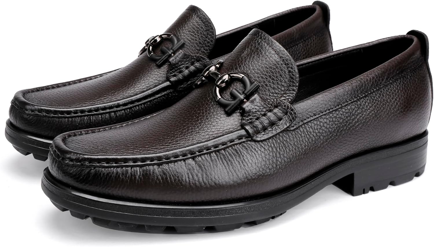 Men's Premium Leather Dress Shoes, Luxury Buckle Handmade Dress Loafer Party Shoes Wedding Casual Slip on Loafer for Mens