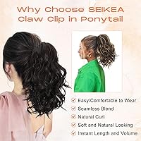 Vista 3 de SEIKEA 12" Extensión de cola de caballo con resalte, PT001 Ella, clip de garra corto y grueso, cola de caballo postiza, clip de mandíbula