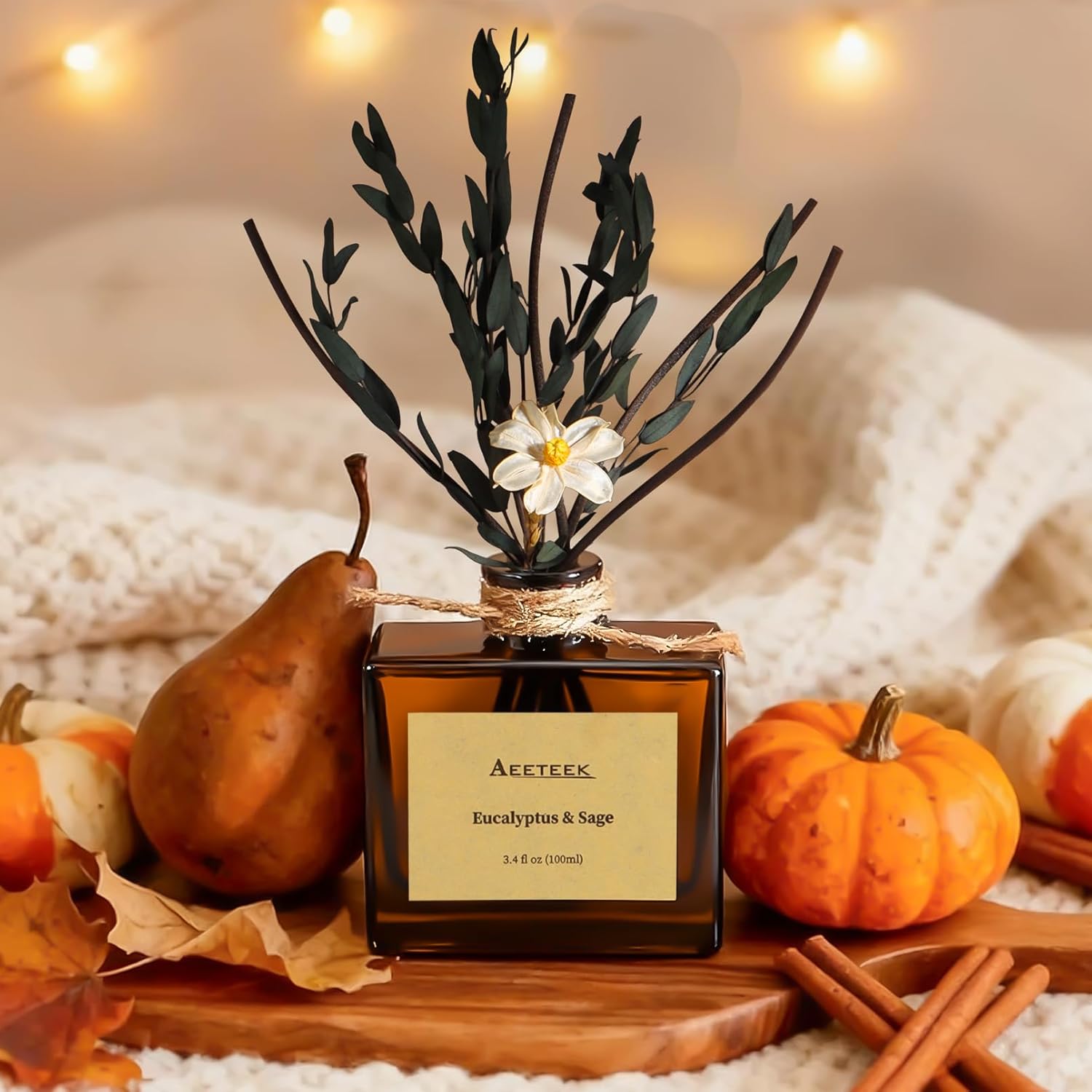 Reed Diffuser, Eucalyptus Citrus & Eucalyptus Lavender Scented Oil with Dried Flowers, 6.09 Fl Oz(180ml) Long Lasting Air Freshener with Diffuser Sticks, Home Fragrance for Room