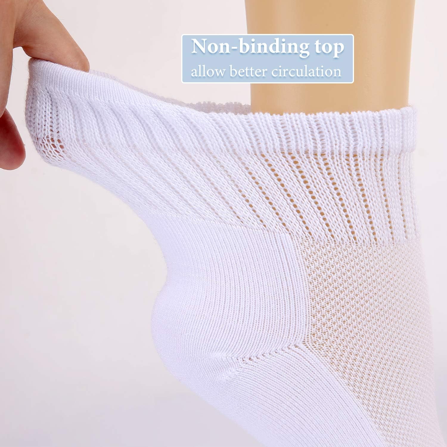 Athlemo Women's Bamboo Ankle Diabetic Socks 6 Pairs Circulatory Loose Fit Seamless Breathable Anti-Odor Black&White 9-11 : Health & Household