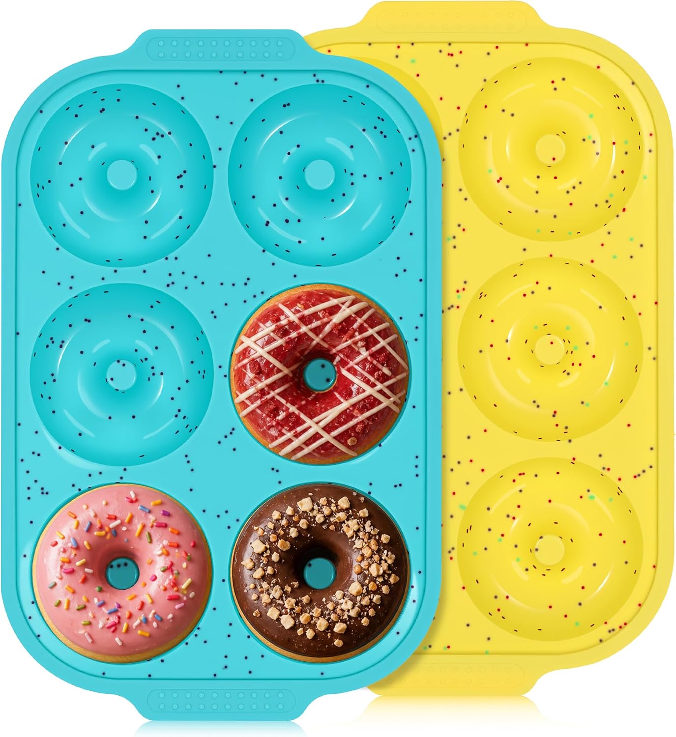 CAKETIME Silicone Donut Pan with Metal Frame for Baking(2 Pcs)