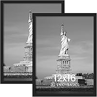 ENJOYBASICS 12x16 Black Picture Frames, 2 Pack - Safe Plastic Poster Frames for Wall Gallery Photos & Posters