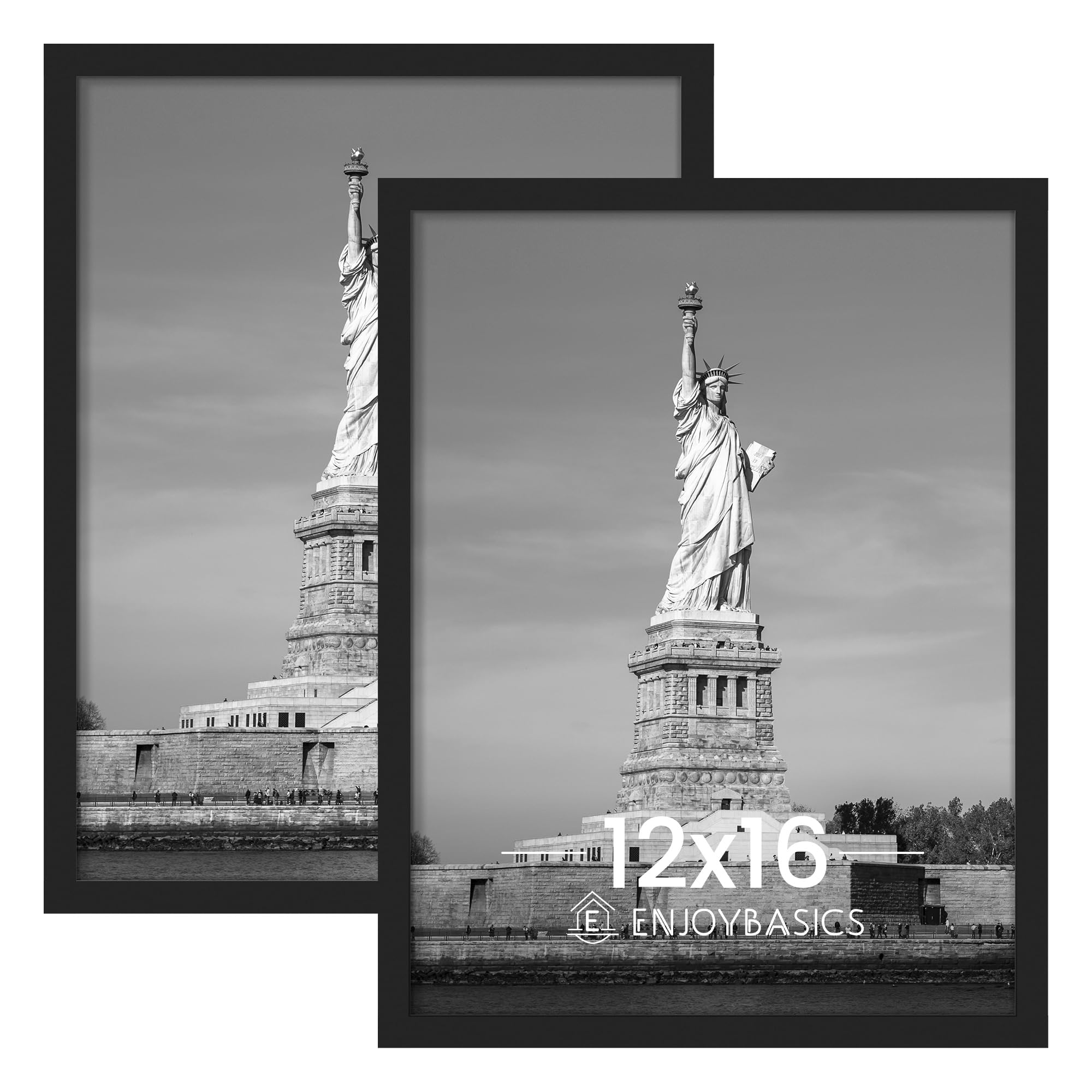 ENJOYBASICS 12x16 Picture Frame, Display for 12 x 16 Poster, Wall Gallery Photo Frames, Black, 2 Pack