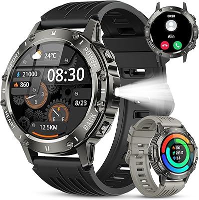 Smart Watch for Men Fitness Tracker: Military Make Answer Call Running Digital Mens Watches Waterproof Smartwatch Android Phone iPhone Samsung Compatible Sleep SpO2 Heart Rate Monitor Step Pedometer