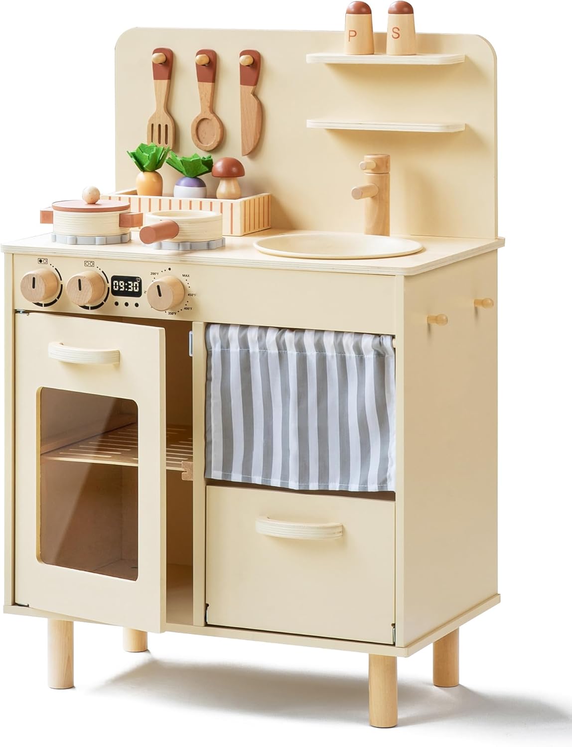 Amazon.com: Leeshyah Play Kitchen for Kids, Classic Wooden Kitchen ...