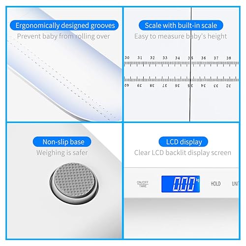 Miniatura 7 de KUBEI Baby Scale, Digital Infant Scale, Multi-Function Digital Scale for Pets, Toddler Scale with Measure Babies Weight and Height Tray, Precision