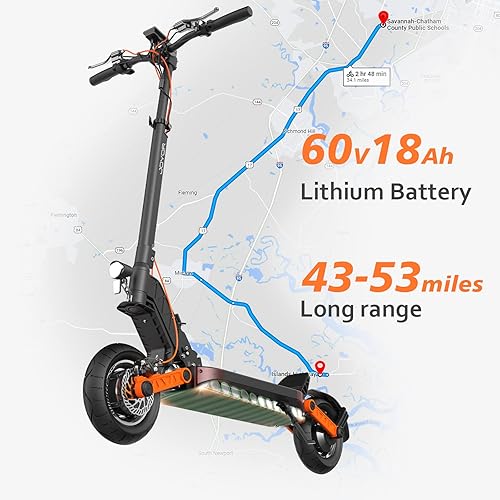Miniatura 6 de JOYOR Patinete eléctrico, 2000 W800 W para adultos de hasta 3731 MPH y rangos de 5434 millas, neumáticos de absorción de impactos de 10 pulgadas,