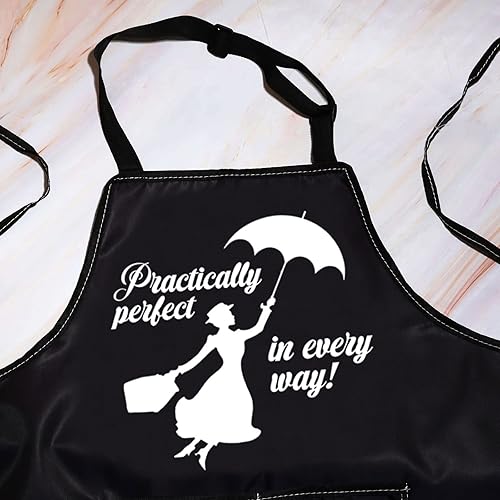 Miniatura 3 de BWWKTOP Delantal de cocina Mary Movie para regalar a los fans de Mary Prácticamente perfecto en todos los sentidos, delantal ajustable con bolsillos