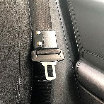Seat Belt Adjuster, 2PCS Universal PU Leather Car Seat Belt Clip Adjuster Seat Belt Locking Clips Buckle Comfort Shoulder Neck Strap Protector for Kids Adults (BLACK B)