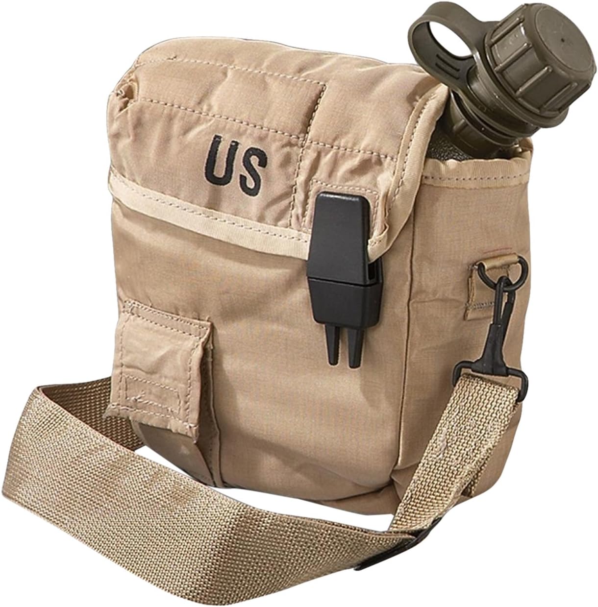 K1004 Never Issued 2-Quart Olive Drab Canteen with Previously Issued 2-Quart Desert Canteen Cover with Strap