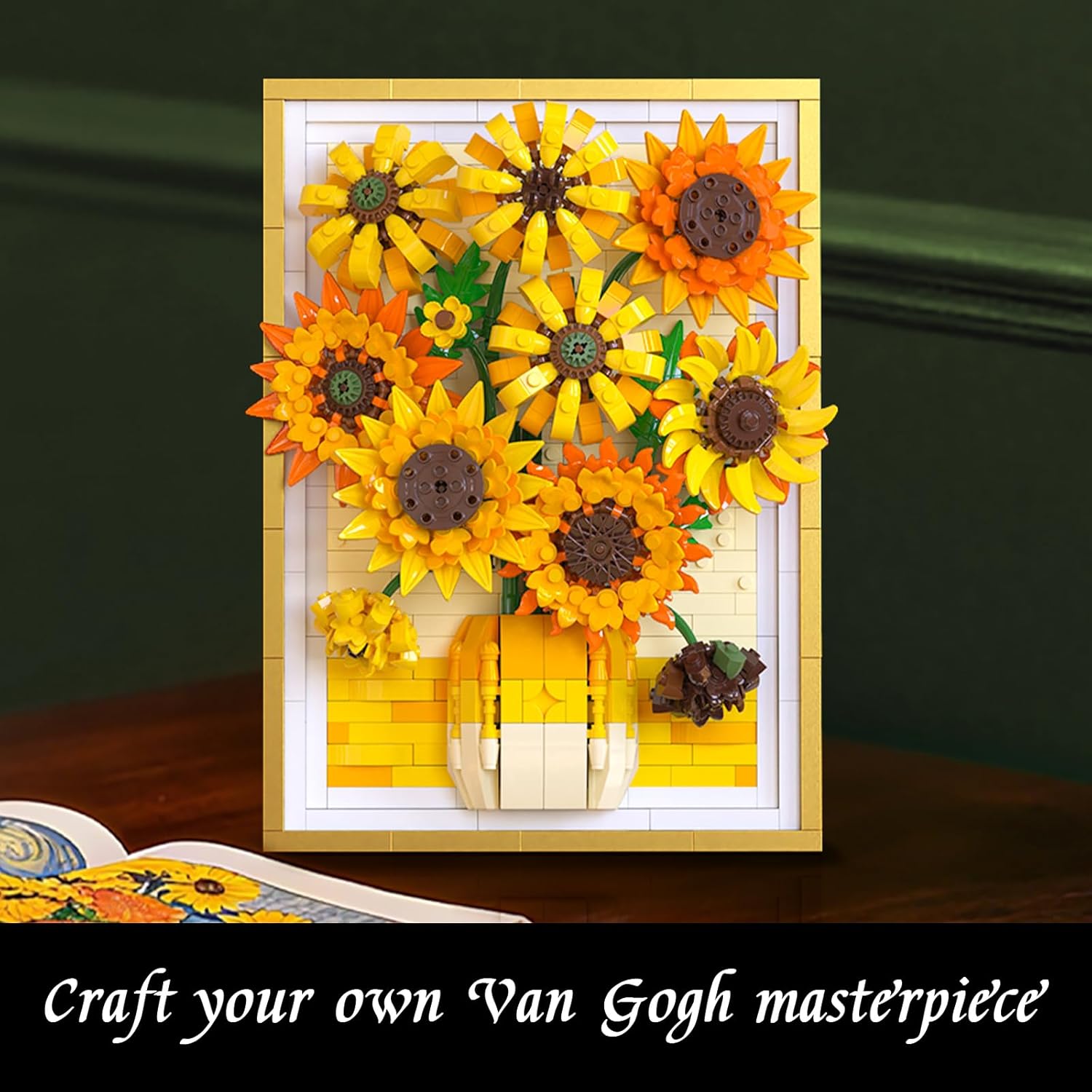Sunflower Building Set - 3D Wall Art Frame with Wall-Hanging or Tabletop Modes, Artificial Flower Botanical Collection, Valentine's Day Gifts for Girl Aged 14+, 1011PCS - Image 2