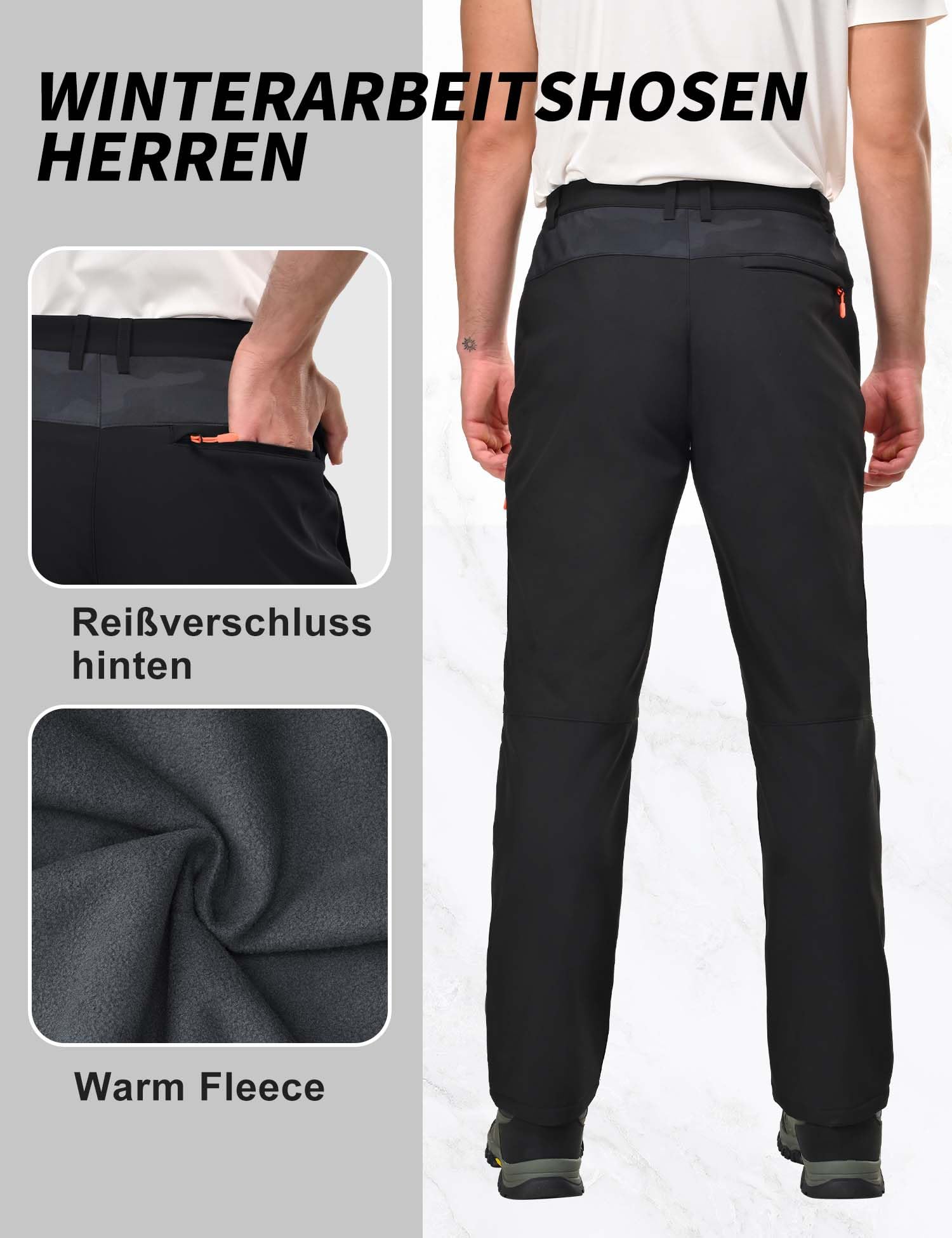 HFDWYJ Uomo Impermeabile Hiking Pants Outdoor Snow Ski Pesca Fleece Foderato Isolato Soft Shell Pantaloni Invernali