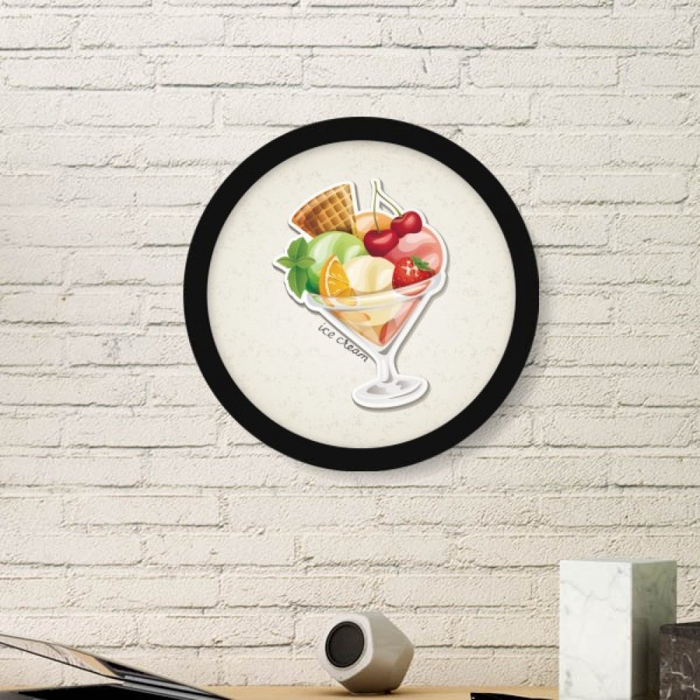 Cadre photo rond avec peinture de fruits et glace déco maison
