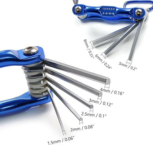 Miniatura 2 de Utoolmart Juego de llaves hexagonales plegables, 8 piezas, juego de llaves Allen, juego de llaves hexagonales métricas plegables, herramienta de