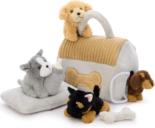 Vista 10 de Muiteiur 4 Piezas de Animales de Peluche de Perros, 8 Pulgadas Peluches de Perros a Granel con Corazón, Juguetes de Peluche Suaves de Cachorros