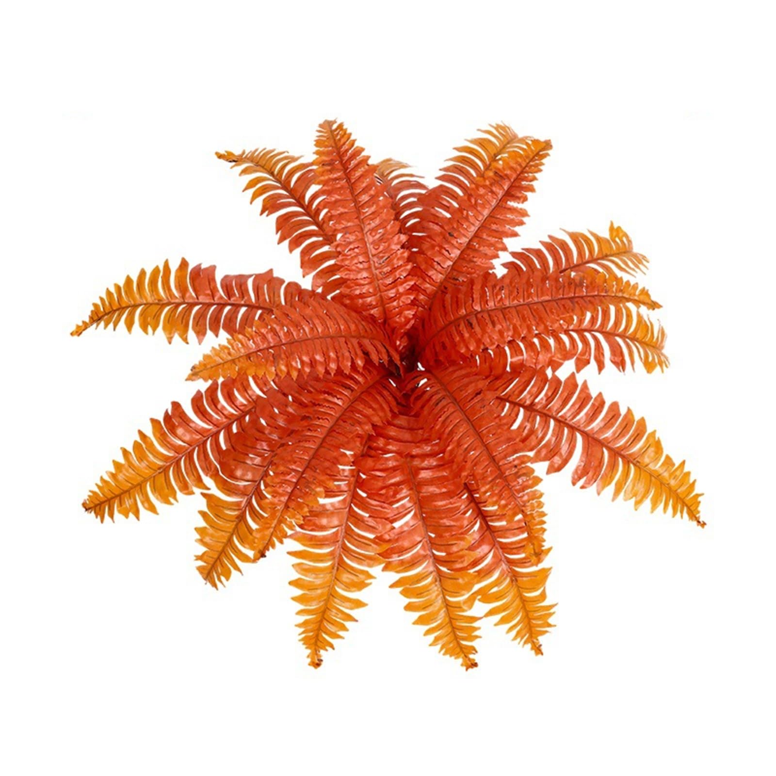 ZBELLO Lifelike Artificial Persian leaves Fern, Simulation Green Plants for Outdoors, Faux Ferns, Fake Plants, Garden, Office, Home Decoration (Orange)