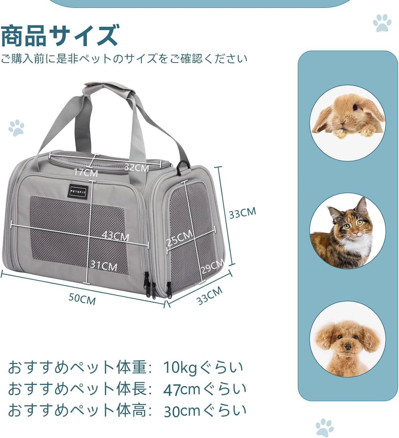 Amazon.co.jp: Petsfit ペットキャリーバッグ 猫·小型犬対応 猫