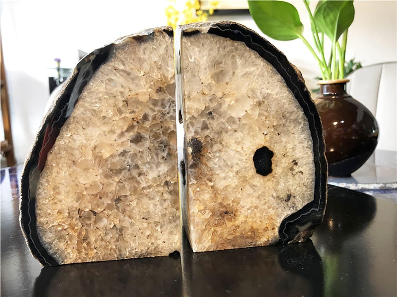 Natural Agate Bookends Heavy Geode Stone Book End Holders Decorative image 4
