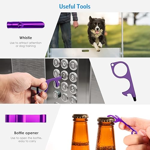 Miniatura 5 de AMIR Juego de llaveros de seguridad para mujeres y niños, 4 piezas de accesorios de llavero de seguridad, juego de llaveros de defensa personal para