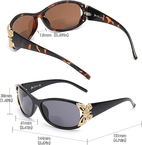 Miniatura 7 de JM Paquete de 2 lentes de sol de lectura bifocales para mujer, a la moda, para lectura al aire libre, protección UV400