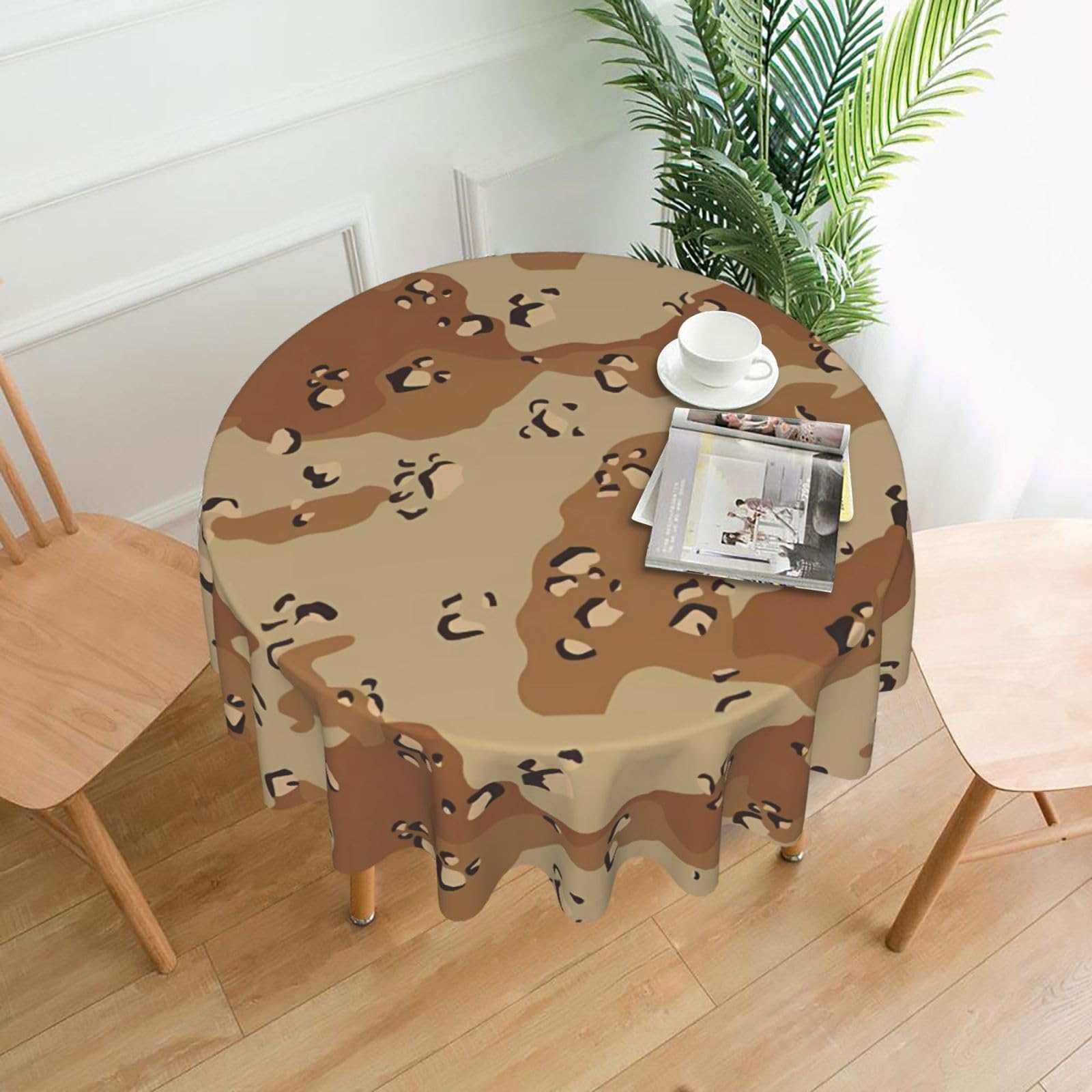 YYHWHJDE Desert Camo Prints Round Decorative Tablecloth 60in – Elevate Your Dining Space with this Elegant Throw for Everyday Charm & Special Occasions