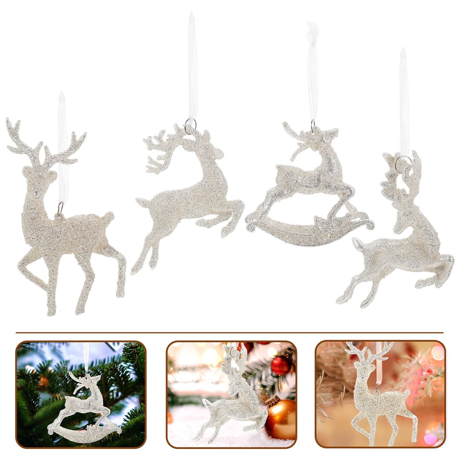 4pezzi Pendenti Natale Forma di Alce Decorazioni per Albero di Natale Ornamenti Appendibili Realizzati Regalo per Festività