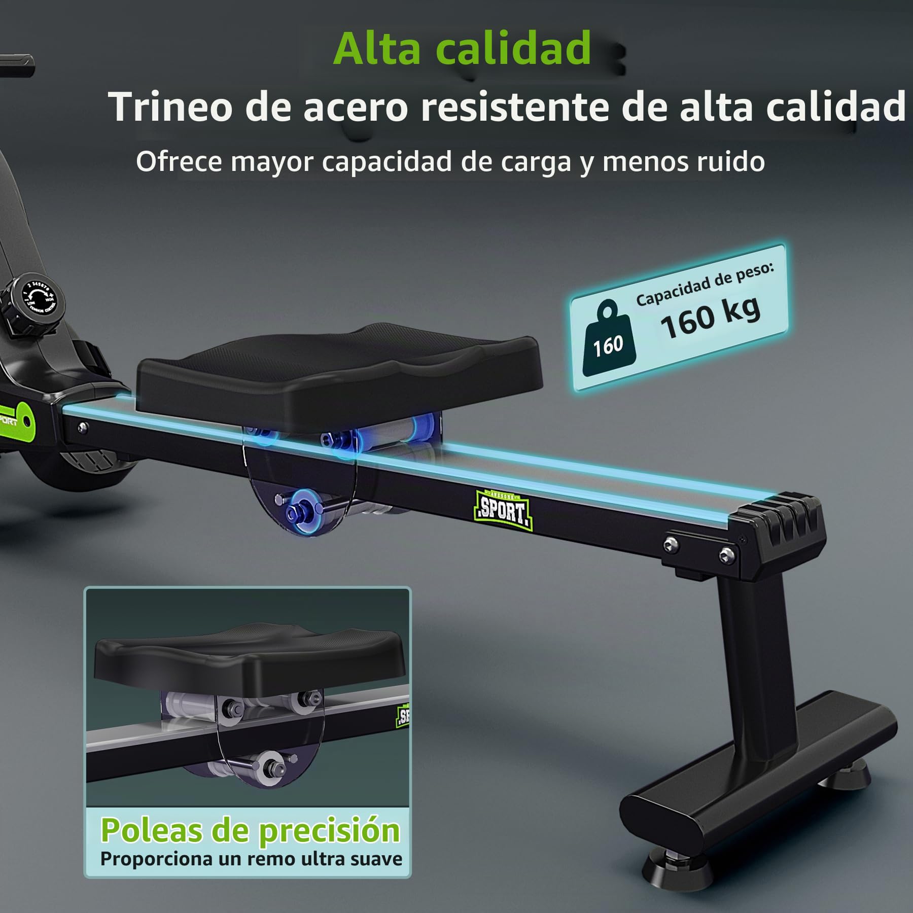 Wenoker - Remo magnético Plegable para el hogar, Capacidad de Peso de 160 kg, silencioso y Suave con Soporte para Tableta LCD y cojín de Asiento cómodo