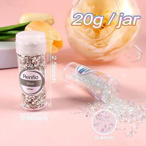 Miniatura 4 de Renfio Fragancias de cristal triturado con purpurina de 2 a 0.157in, irregulares, pequeñas y gruesas, 3.5 onzas (3.53oz), grava de lentejuelas de