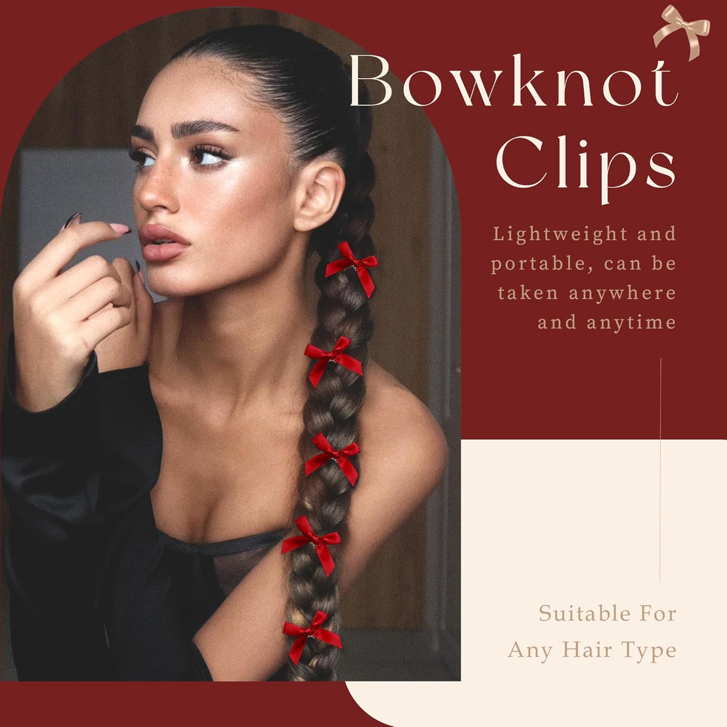 30PCS Bow Hair Clip Wine Red Mini Hair Bows Satin Hair Ribbons Small Coquette Bows Y2K Hair Accessories for Christmas Girls Women - Image 6