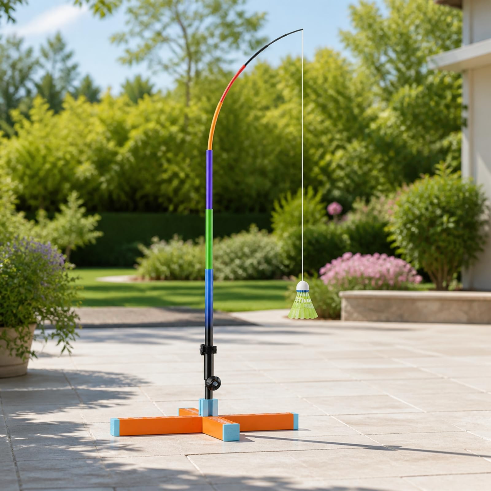 Dispositivo volución Bádminton Ajustable Entrenador Bádminton con Varilla Elástica Curva para Inrior